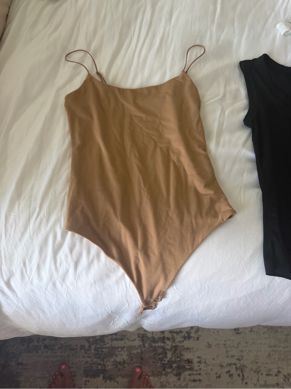 Womans One Piece Spaghetti Strap Bodysuit in Brown